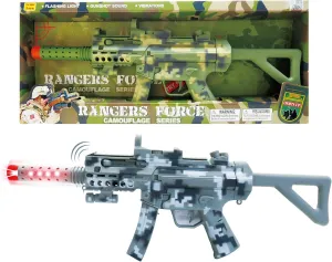 Mozlly Light Up Military Combat Force Camouflage Machine Gun - Rangers Force Camouflage Toy Gun with Vibration LEDs and Sounds, Perfect for Pretend Play, Dress Up, Cosplay - 21.5 Inch, Color May Vary