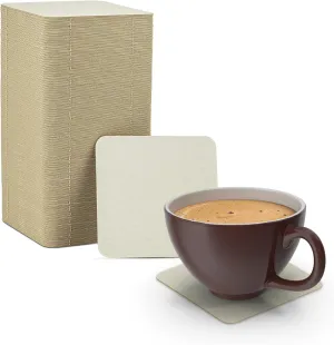 MT Products Off-White Square Paper Coasters for Drinks - 4” Blank Disposable Coasters (Pack of 100) - Made in The USA