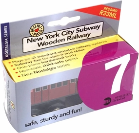 MUNI PALS Munipals MP01-11RB Wooden Subway Train Car NYC 7-Train NYC (R33ML) Flushing Redbird