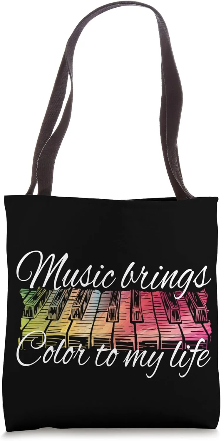 Music brings Color to my life Piano Keys Music Pianist Tote Bag