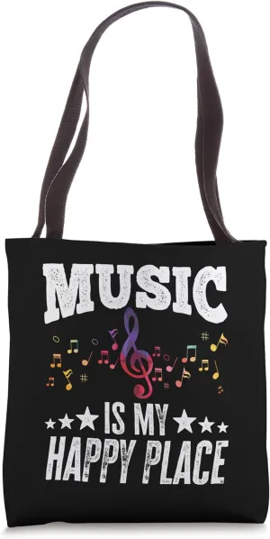 Music is My Happy Place Gift Musician Lover Artist Singer Tote Bag