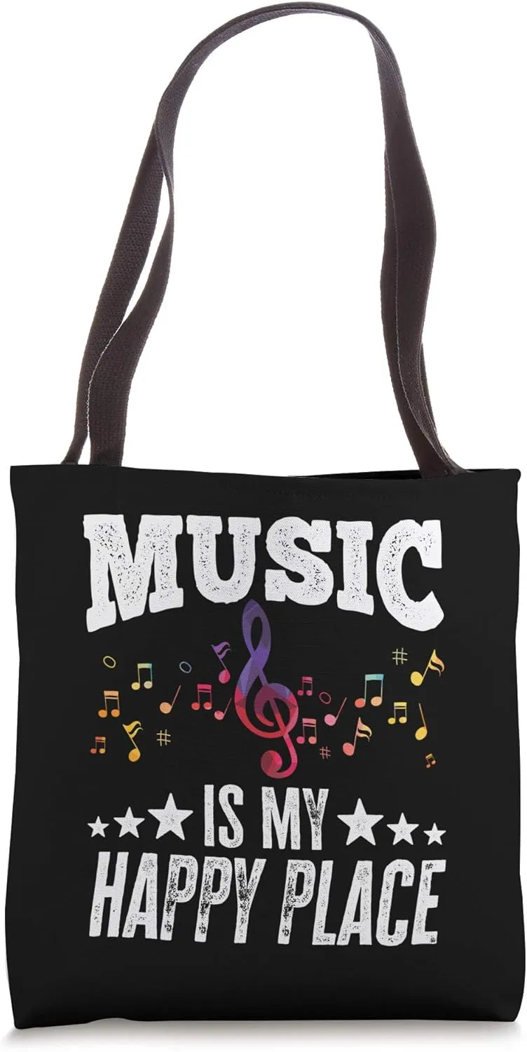 Music is My Happy Place Gift Musician Lover Artist Singer Tote Bag