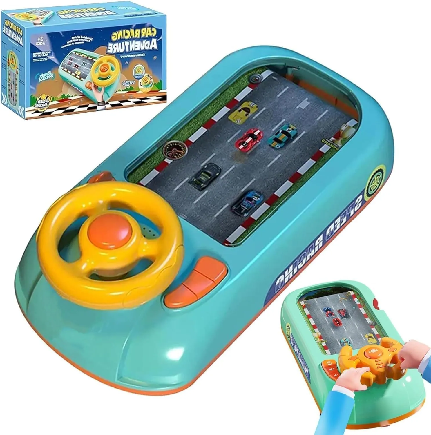 Musical Steering Wheel Toys Spacecraft Driving Simulator, Racing Adventure Car Toy with Steering Wheel, Interactive with Music and Vehicle Sound Effects, Driving Games for Boys Girls Ages 3 Above