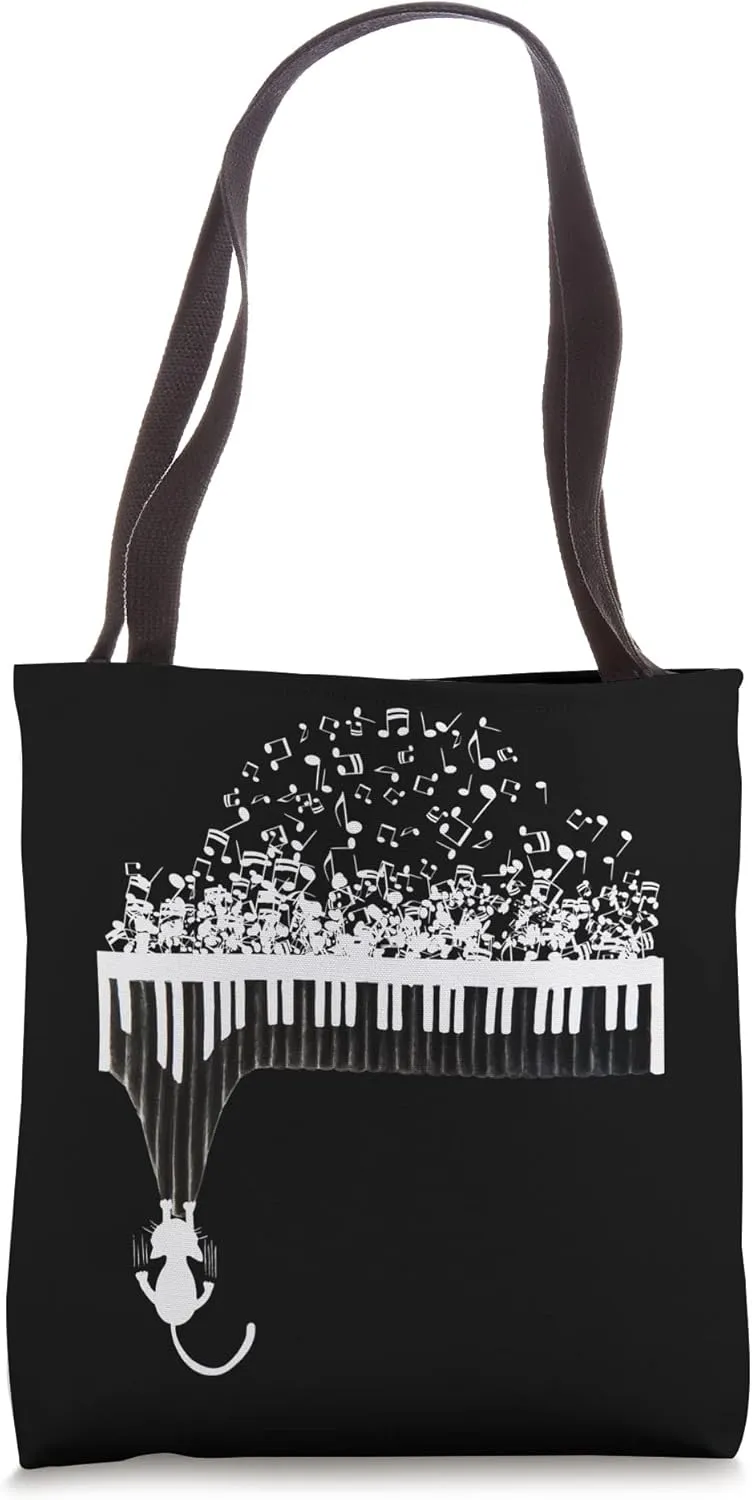 Musician Music Lover - Cat Playing Piano Tote Bag