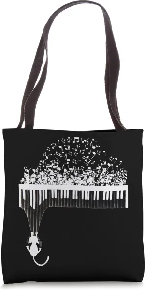 Musician Music Lover - Cat Playing Piano Tote Bag