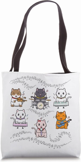 Musician Music Lover - Cat Playing Piano Tote Bag