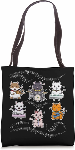 Musician Music Lover - Cat Playing Piano Tote Bag