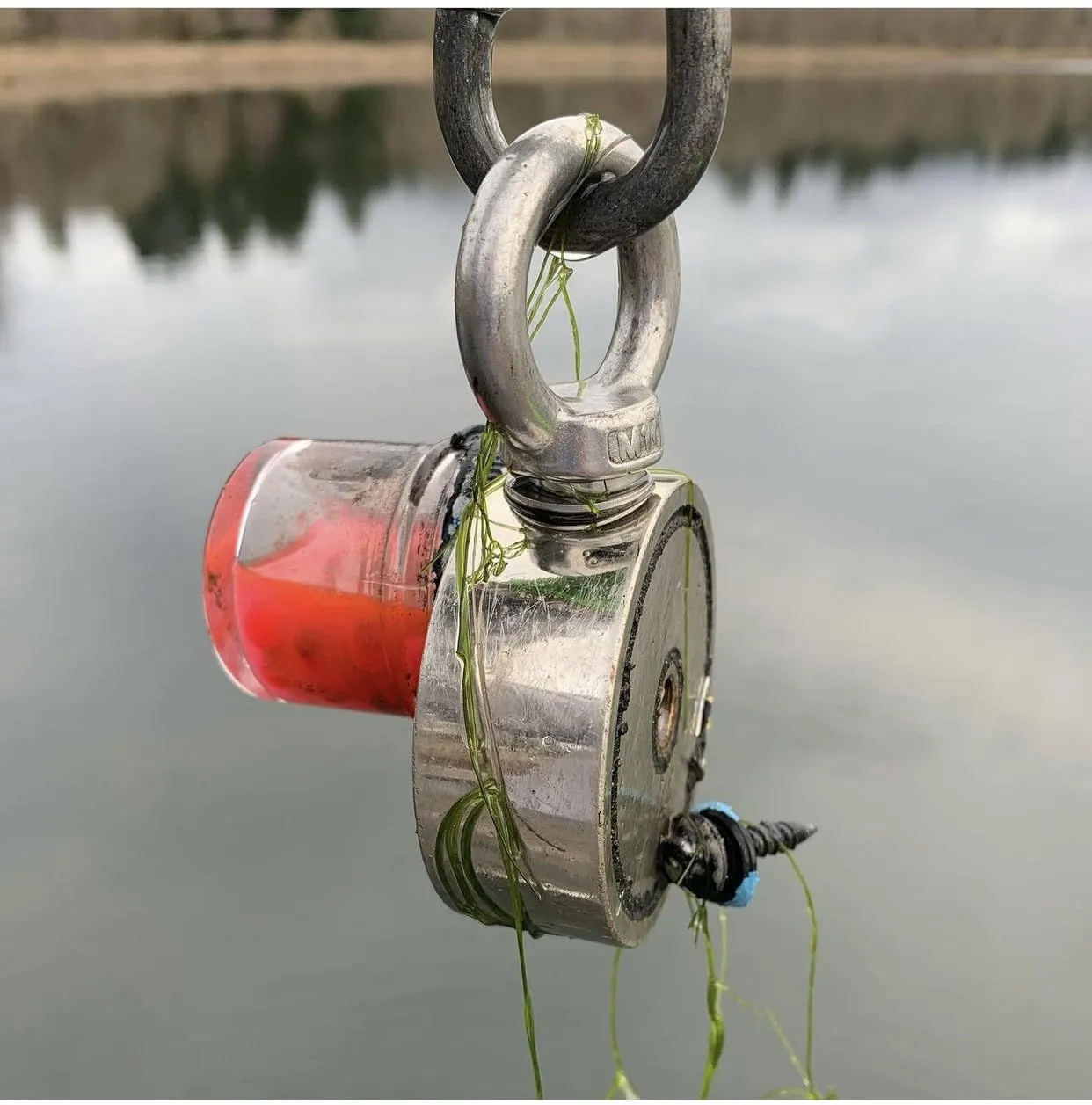 MUTUACTOR Two-Sided Fishing Magnet Kit,350lbsX2 Vertical Fishing Magnets Heavy Duty,Dia.2.36''Permanent Neodymium Rare Earth Magnet with 65Ft Salvage Rope Sturdy Gloves Bag for Recovery Treasures