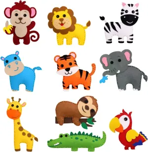 MYHJL Kid Sewing Craft Kit Felt Animals Children Birthday Gifts Educational Toys Stuffed Animals Set DIY Kits for Girls and Boys (B-Jungle Series)