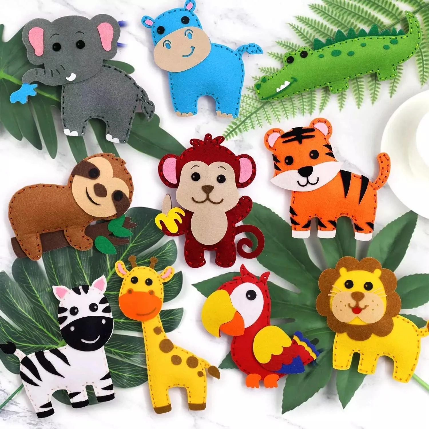 MYHJL Kid Sewing Craft Kit Felt Animals Children Birthday Gifts Educational Toys Stuffed Animals Set DIY Kits for Girls and Boys (B-Jungle Series)