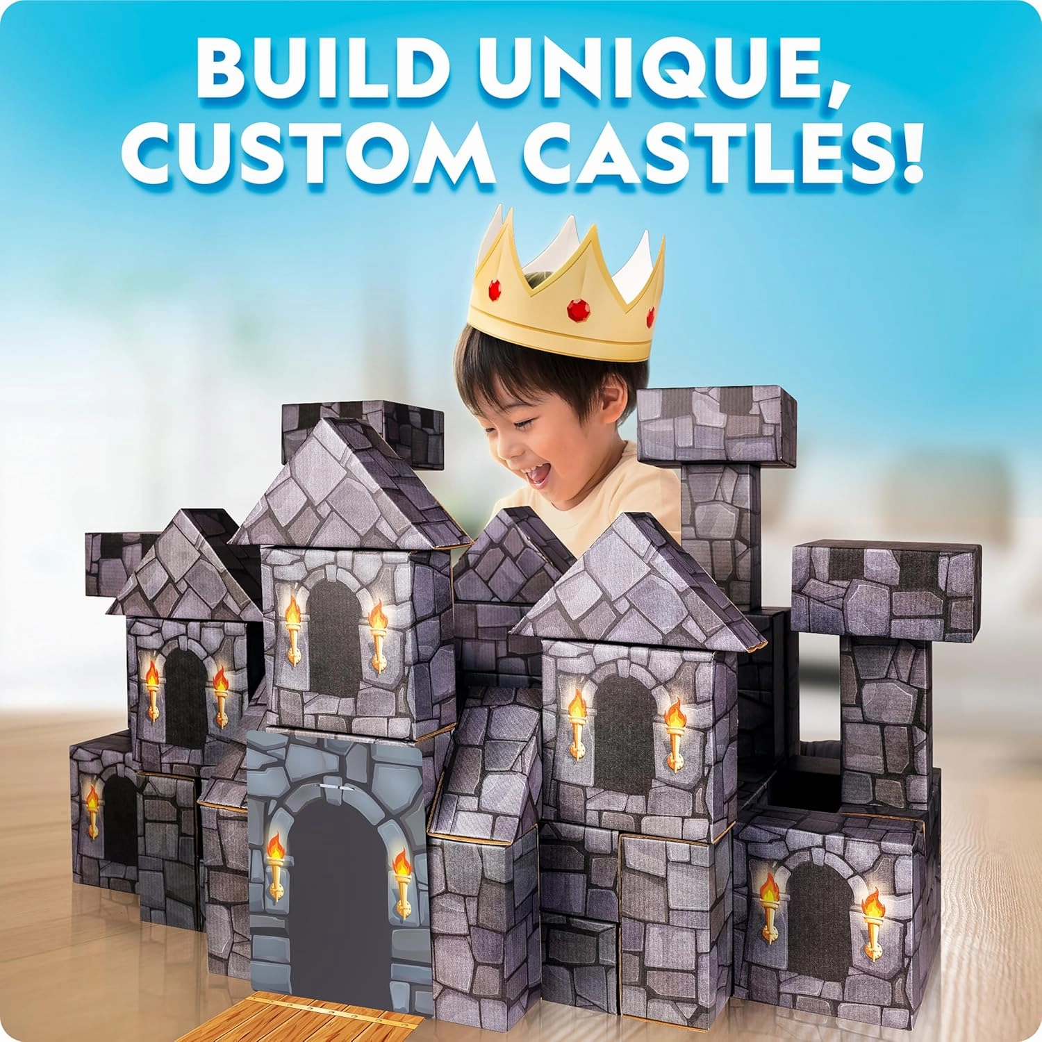 National Geographic Jumbo Cardboard Building Blocks – 45-Pc. Extra-Thick Cardboard Bricks for Kids, Build a Castle Play House, Indoor Playhouse, Large Building Blocks, Kids Giant Blocks