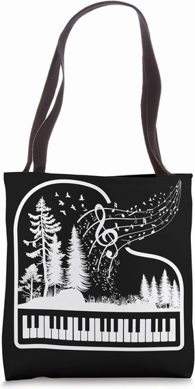 Nature Piano Pianist Treble Clef Music Notes Keyboard Piano Tote Bag