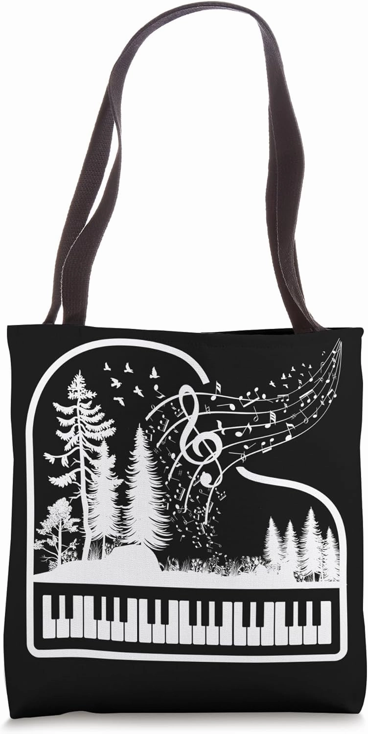 Nature Piano Pianist Treble Clef Music Notes Keyboard Piano Tote Bag