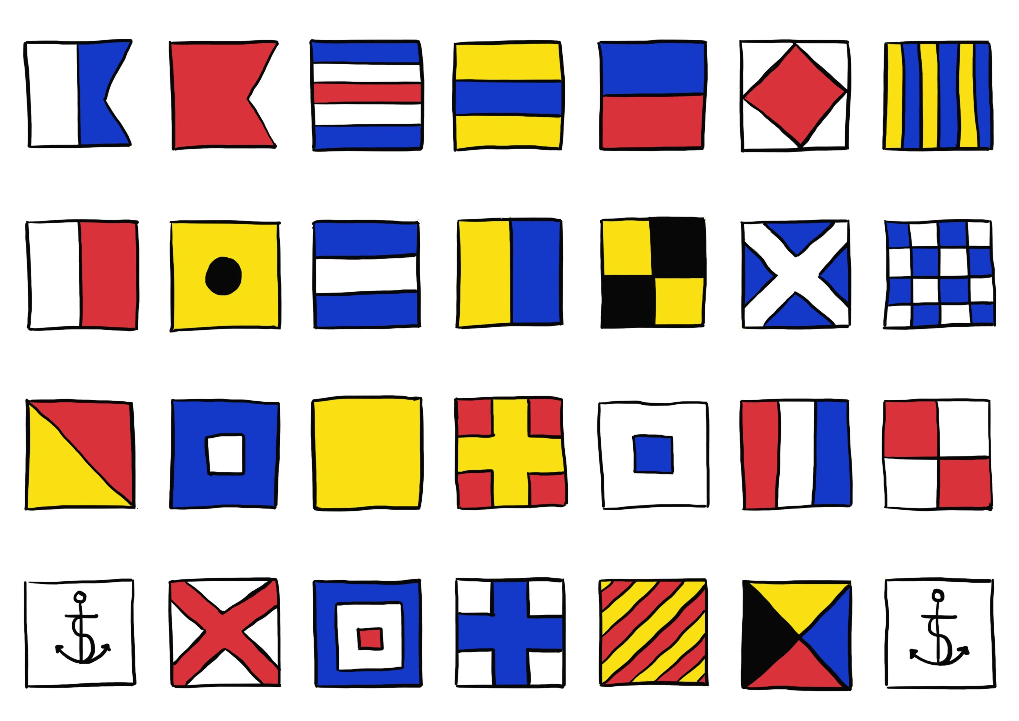 NAUTICAL FLAGS PAINTING - A4