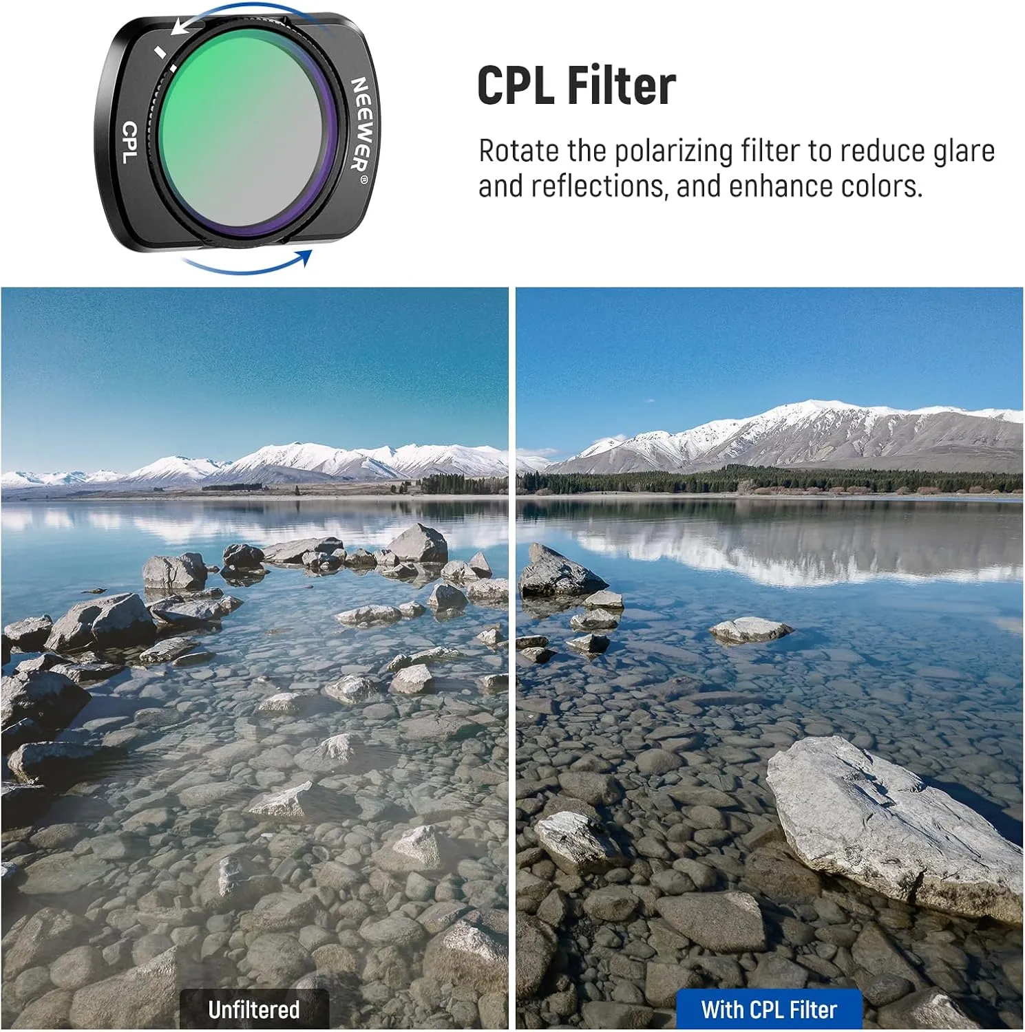 NEEWER HD CPL ND16 ND64 ND256 Filter Kit Compatible with DJI OSMO Pocket 3 Creator Combo Accessories Magnetic Action Camera Neutral Density Polarising Filter Optical Glass Aluminum Frame