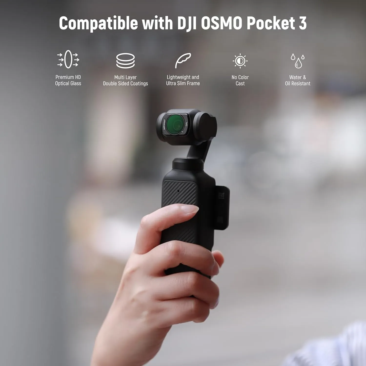 NEEWER HD CPL ND16 ND64 ND256 Filter Kit Compatible with DJI OSMO Pocket 3 Creator Combo Accessories Magnetic Action Camera Neutral Density Polarising Filter Optical Glass Aluminum Frame
