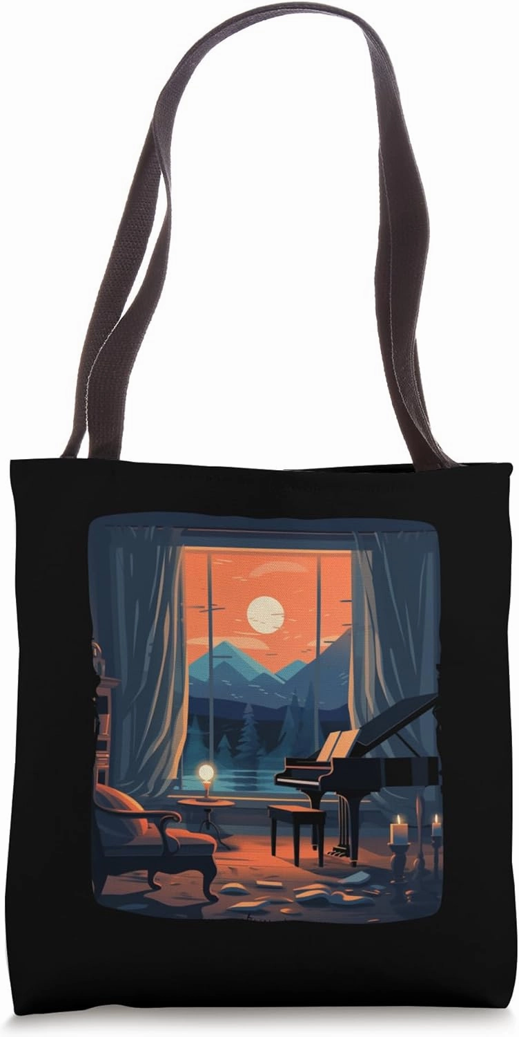 Nice piano by candlelight in winter night cozy costume Tote Bag