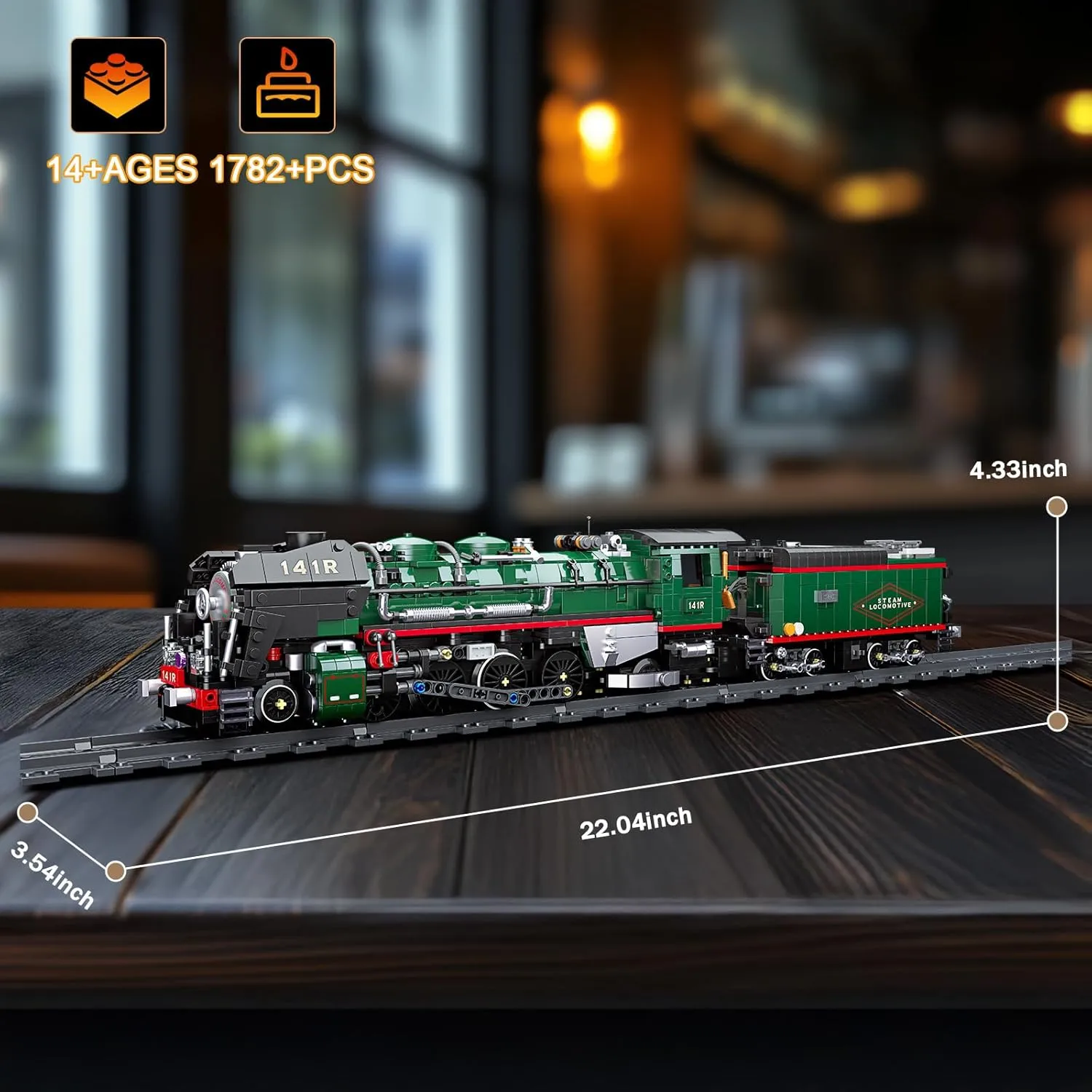 NUTCRACKER 141R Vintage Steam Train Building Blocks Set, Classic Train Model Building Kit, Construction Brick Education Learning Toys Birthday Gift for Adult Boys Kids 14  (1782 Pieces)
