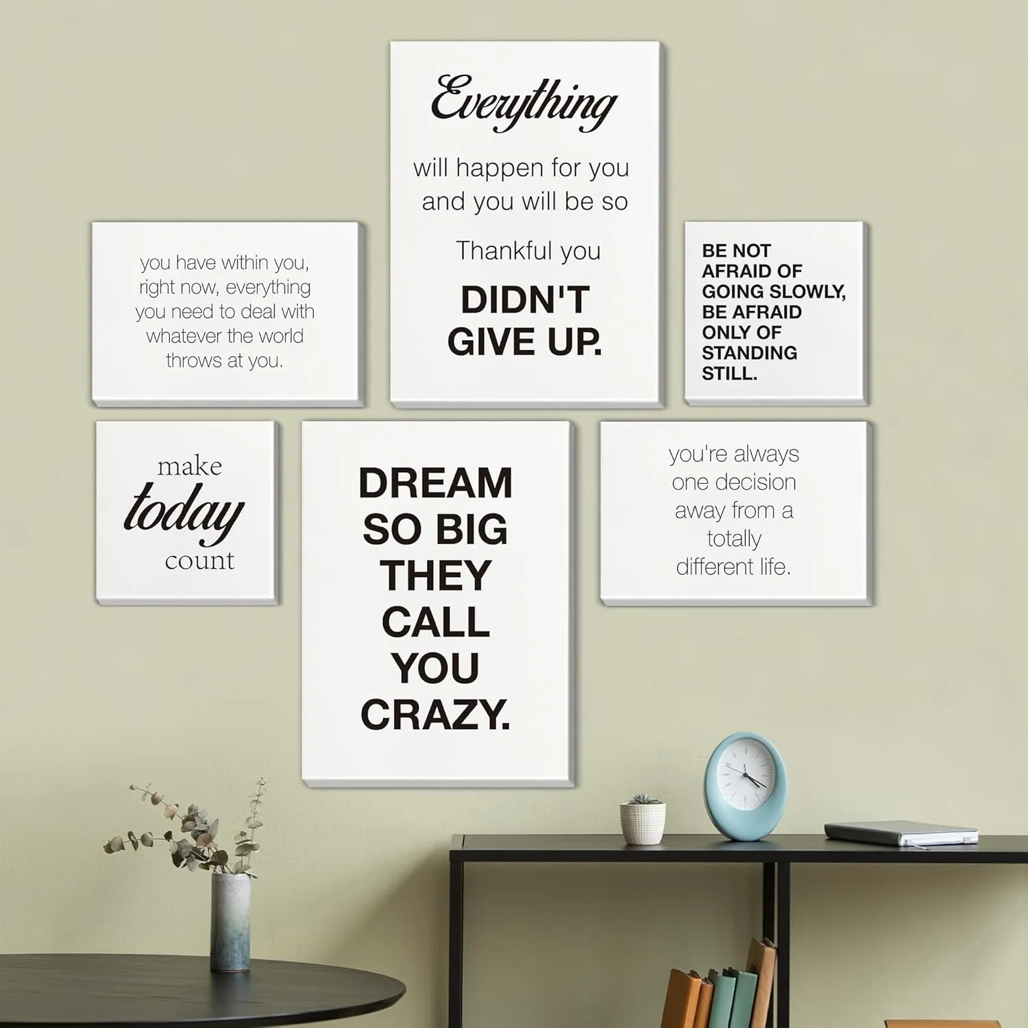 Nvhai Office Wall Decor for Women Motivational Posters Set of 6 Framed Inspirational Home Office Canvas Paintings Prints Wall Art, Office Gifts for Women, Multiple dimensions