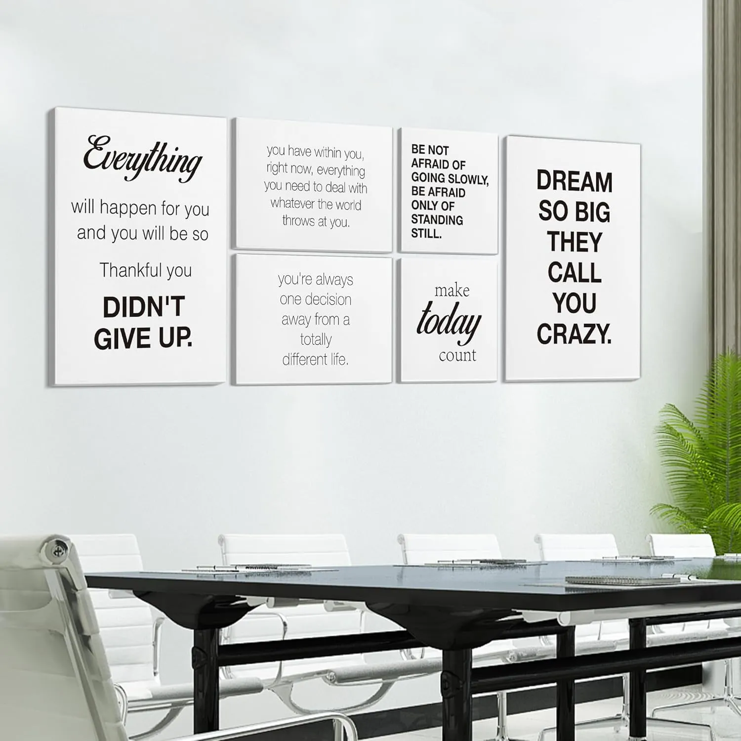 Nvhai Office Wall Decor for Women Motivational Posters Set of 6 Framed Inspirational Home Office Canvas Paintings Prints Wall Art, Office Gifts for Women, Multiple dimensions