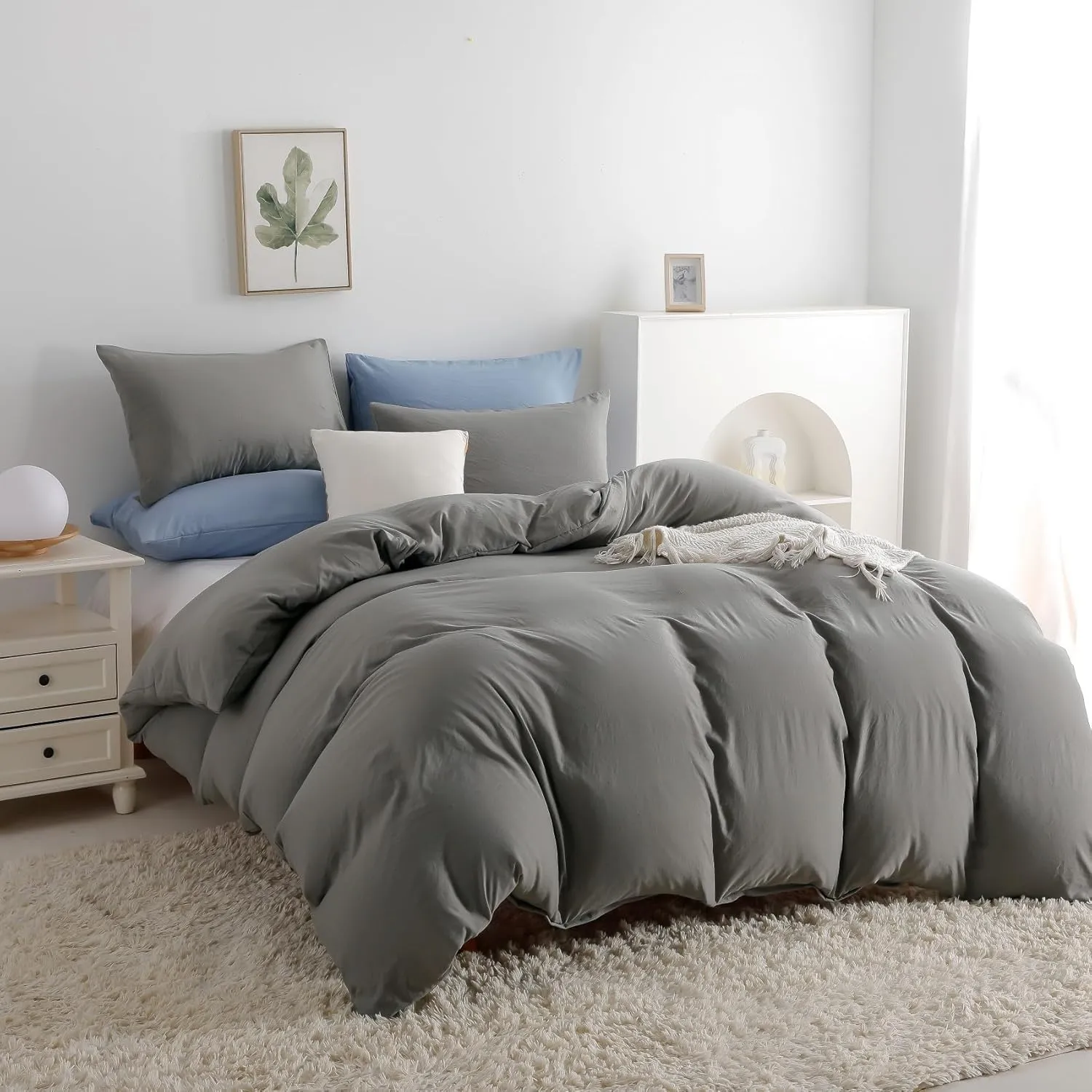 OAITE Duvet Cover,Protects and Covers Your Comforter/Duvet Insert,Luxury 100% Super Soft Microfiber,King Size,3 Piece Duvet Cover Set Includes 2 Pillow Shams