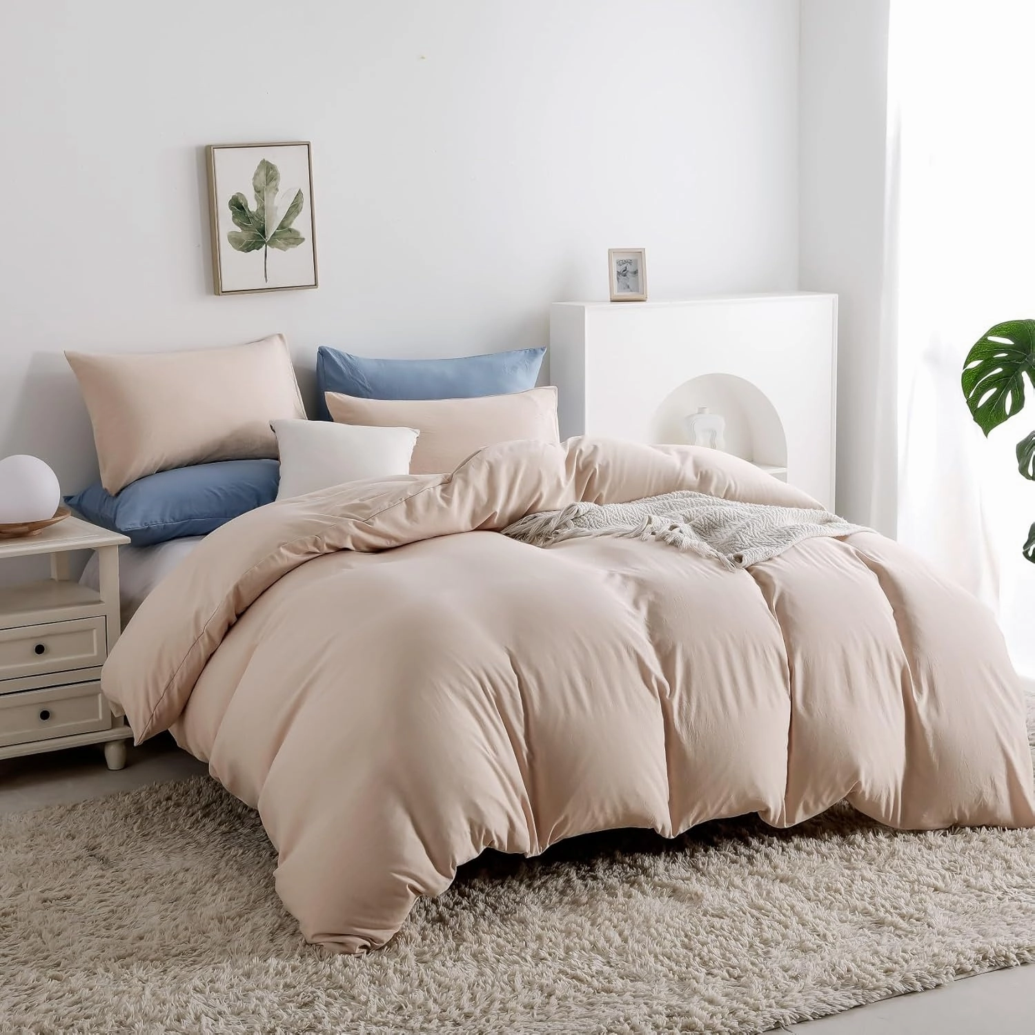 OAITE Duvet Cover,Protects and Covers Your Comforter/Duvet Insert,Luxury 100% Super Soft Microfiber,King Size,3 Piece Duvet Cover Set Includes 2 Pillow Shams