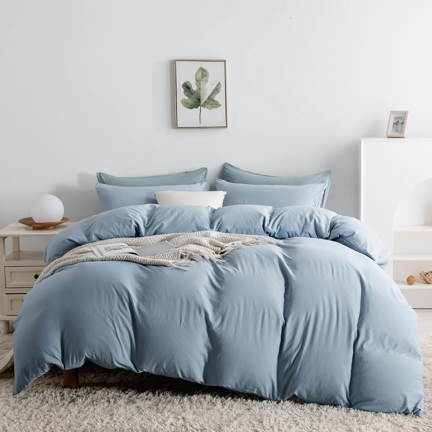 OAITE Duvet Cover,Protects and Covers Your Comforter/Duvet Insert,Luxury 100% Super Soft Microfiber,Queen Size,3 Piece Duvet Cover Set Includes 2 Pillow Shams