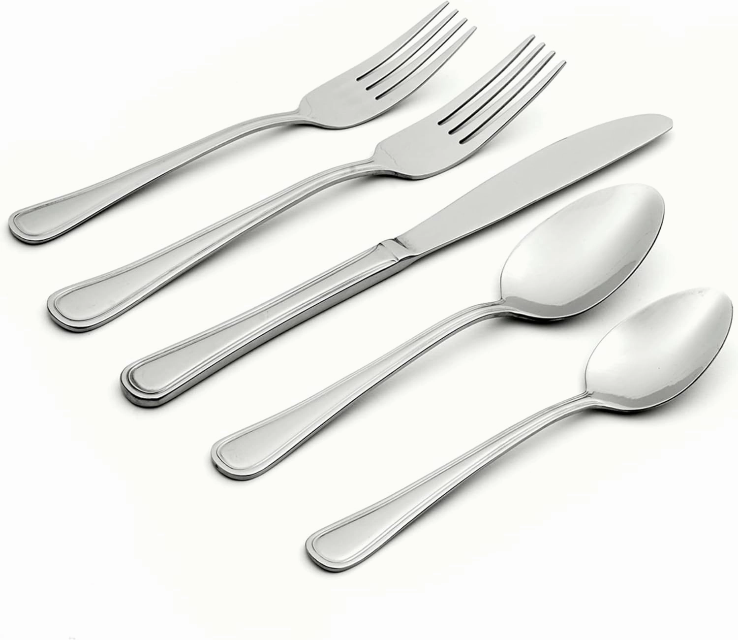 Oneida Tress Everyday Flatware Set, 5.40 LB, Metallic, 50 Piece