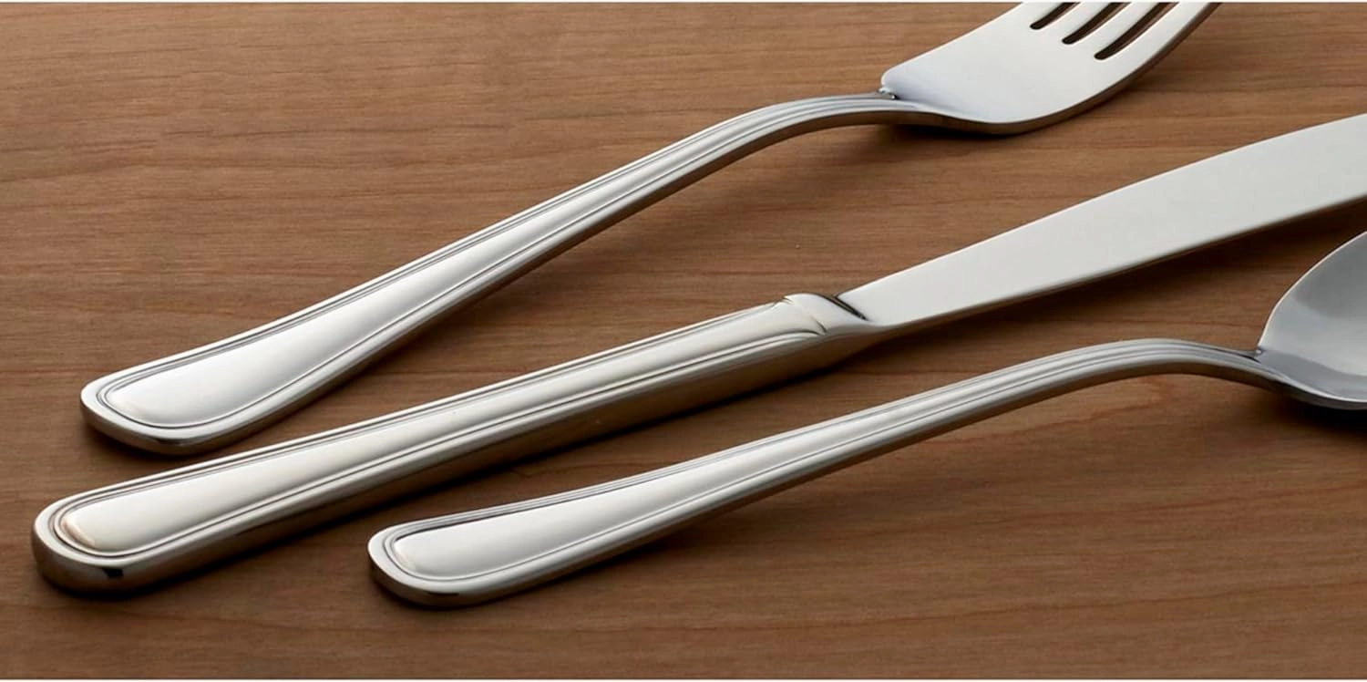 Oneida Tress Everyday Flatware Set, 5.40 LB, Metallic, 50 Piece