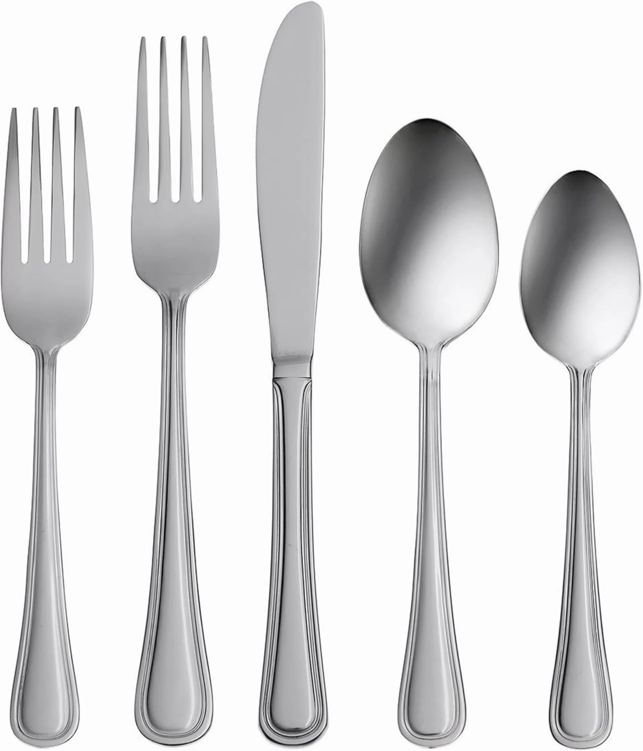 Oneida Tress Everyday Flatware Set, 5.40 LB, Metallic, 50 Piece