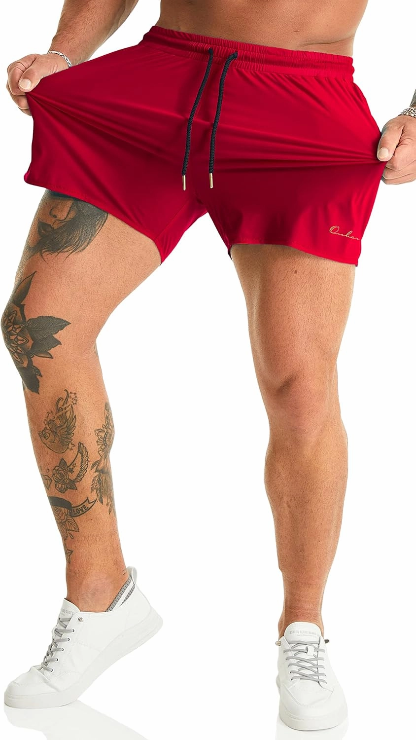 Ouber Men's Light Athletic Short Workout Quick Dry Shorts for Running Swimming Gym Training Shorts