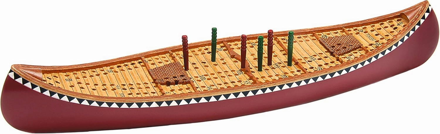 Outside Inside - Hand Painted Canoe Cribbage Board