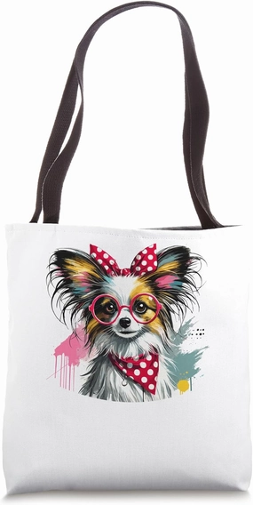Paint Art Papillon Dog Continental Toy Spaniel Painter Tote Bag