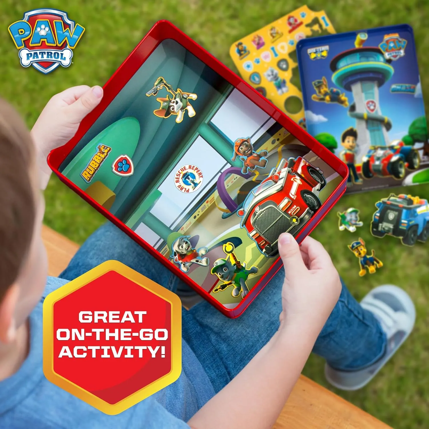Paw Patrol Magnetic Playset, 75 Mix & Match Dress Up Magnets, 2-in-1 Storage Tin & Play Space, Fun Paw Patrol Toy for Kids 3 & Up, Great Travel Activity for Kids and Toddlers, Paw Patrol Activities