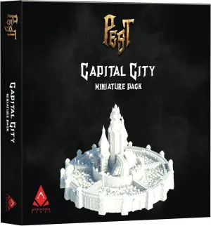 Pest: Capital City Miniature Pack - Premium Component Upgrade, Unpainted Miniature Buildings & Bases, Strategy Board Game Accessory