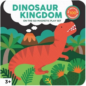 Petit Collage Dinosaur Mix & Match Magnetic Game Board - Ideal for Ages 3 , Includes 2 Scenes and 25  Magnet Pieces, Perfect Travel Activity