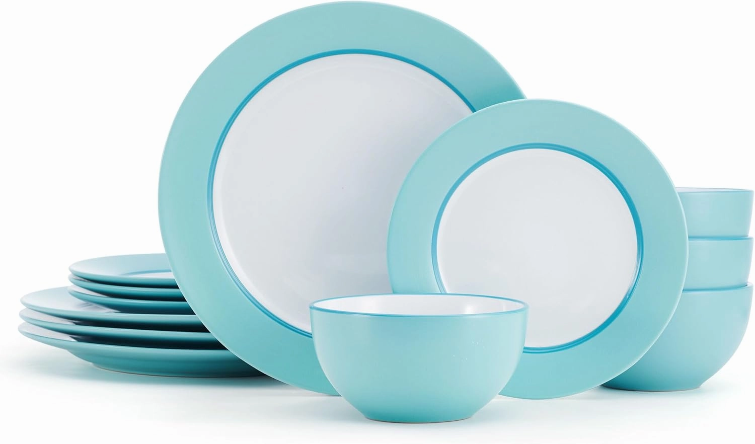 Pfaltzgraff Grayson Teal 12 Piece Dinnerware Set, Service for 4