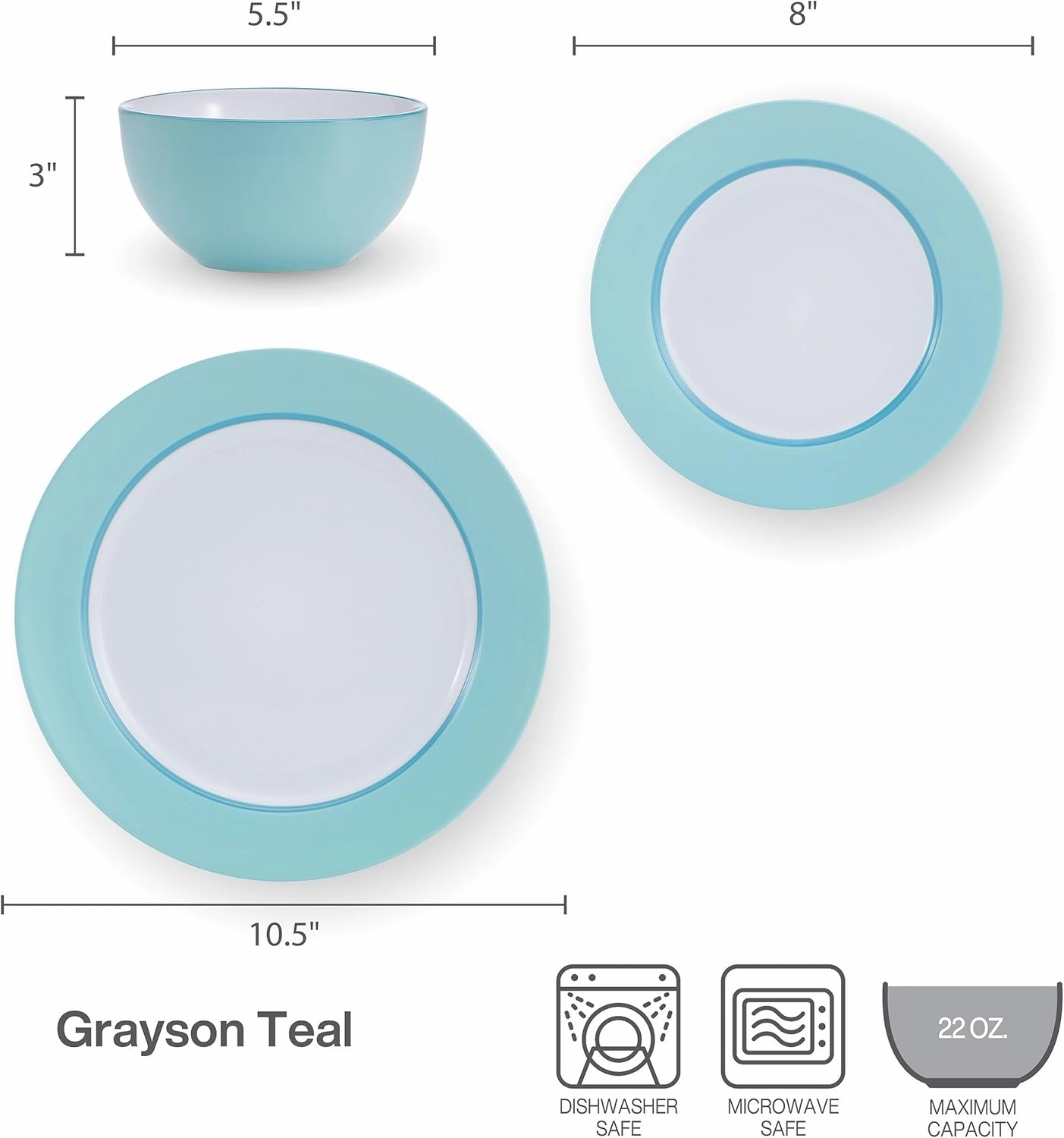 Pfaltzgraff Grayson Teal 12 Piece Dinnerware Set, Service for 4