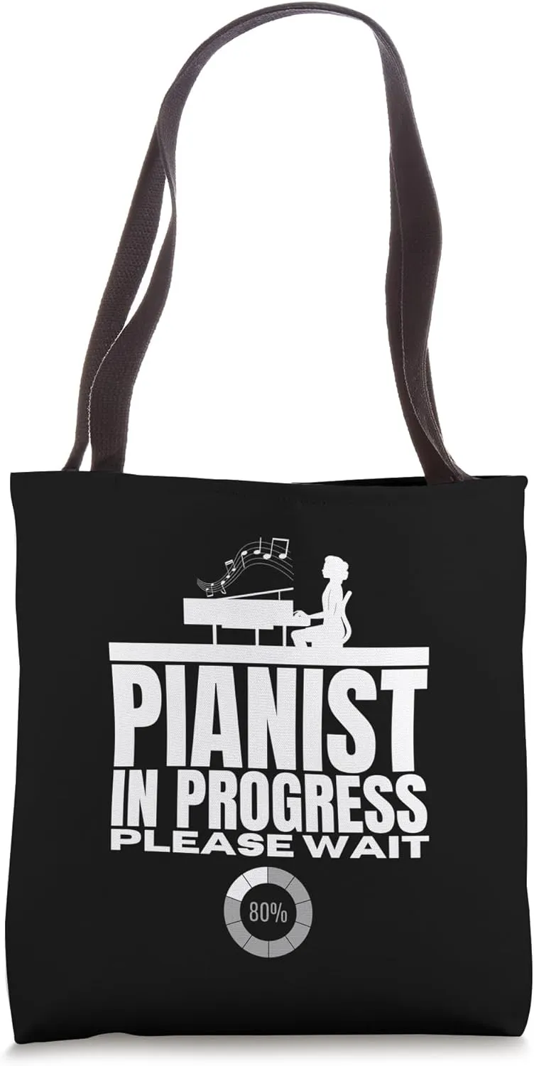 Pianist In Progress Loading Funny Piano Tote Bag