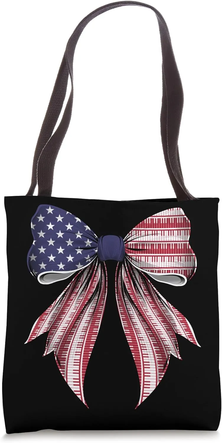 Pianist Piano Player 4th of July USA American Flag Patriotic Tote Bag
