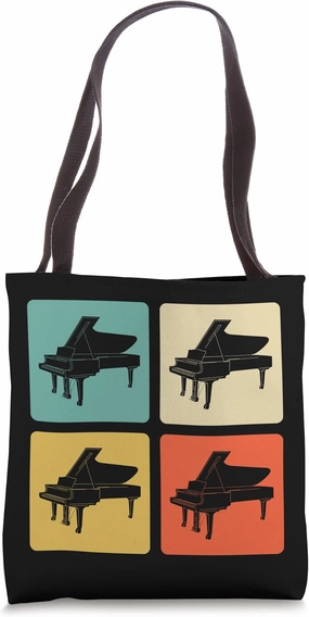 Pianist Retro Grand Piano Silhouette for Grand Piano Player Tote Bag