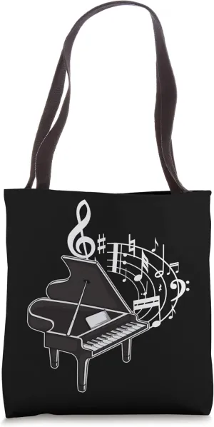 Piano and Notes Pianist Tote Bag