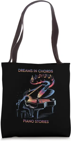 Piano Player DREAMS IN CHORDS Writers Creators Pros Pianist Tote Bag