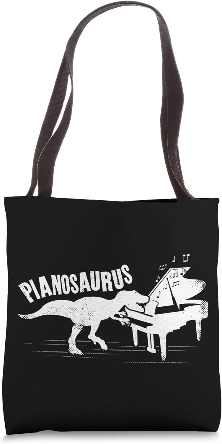 Piano Teacher Pianist Dinosaur T-Rex Vintage Pianosaurus Tote Bag