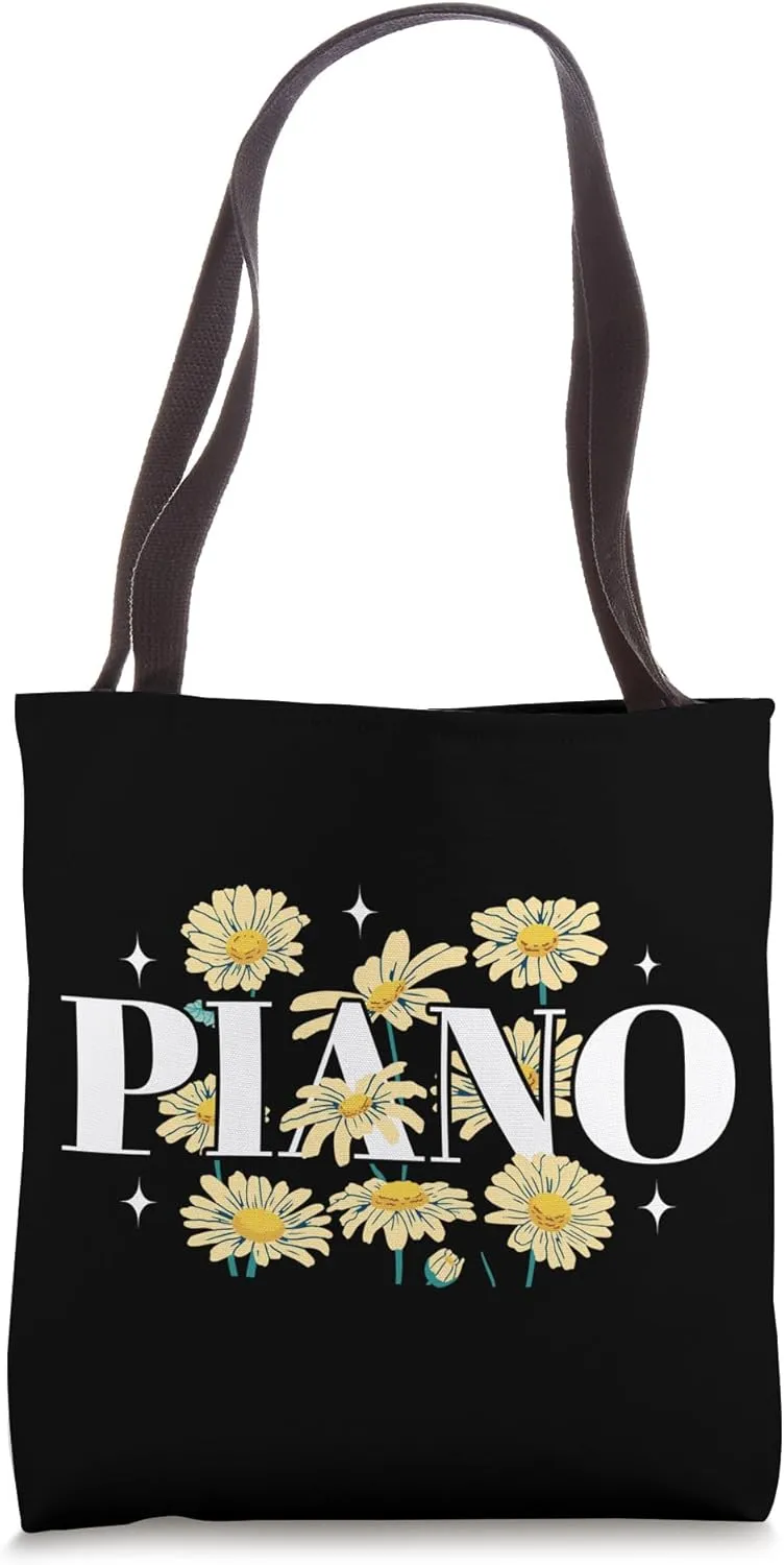 Piano Teacher Pianist Floral Flower Piano Tote Bag