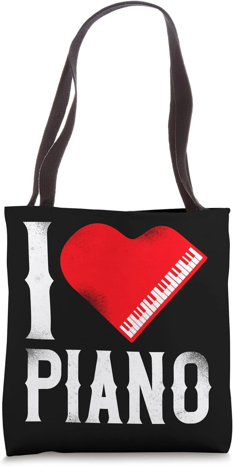 Piano Teacher Pianist Heart I Love Piano Tote Bag