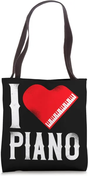 Piano Teacher Pianist Heart I Love Piano Tote Bag