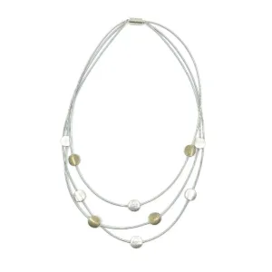 Piano Wire Necklace with Gold & Silver Discs