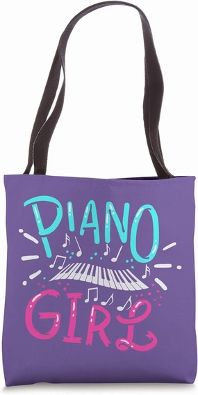 Piano Girl Pianist Music Notes Gift Tote Bag