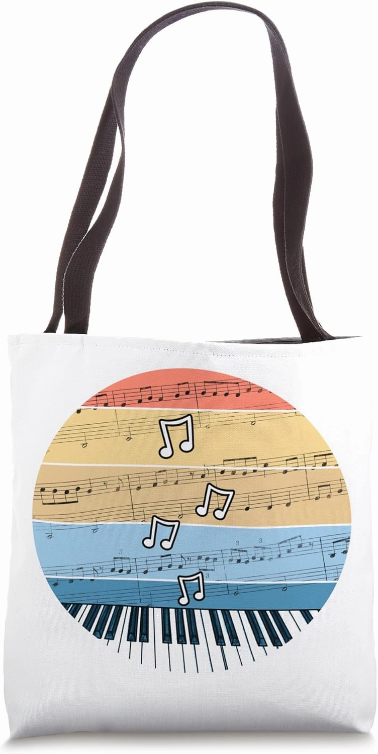 Piano Music Notation Sunset Pianist Musician Tote Bag